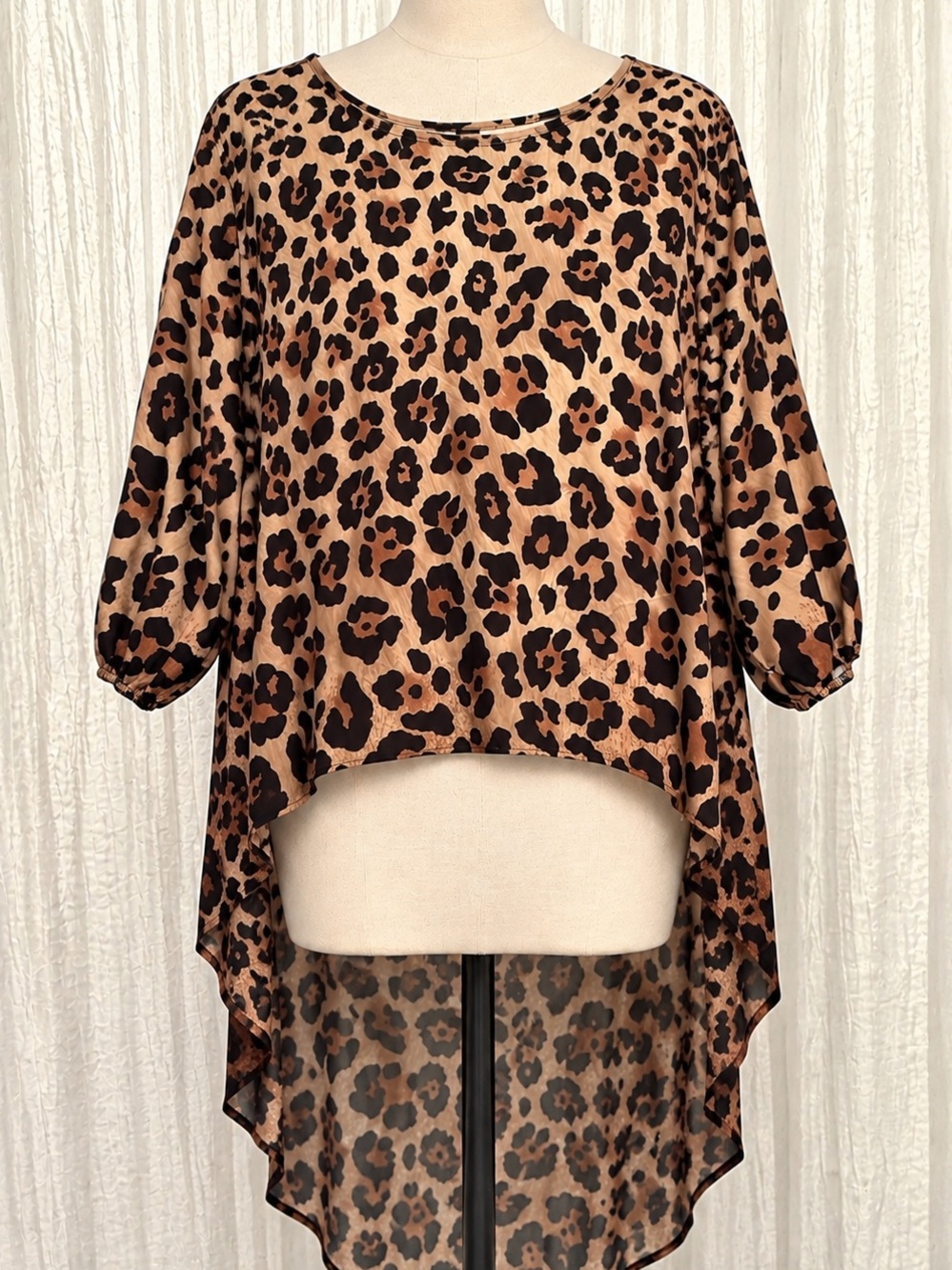 SHEIN Brown and Black Leopard-Print High-Low Tunic